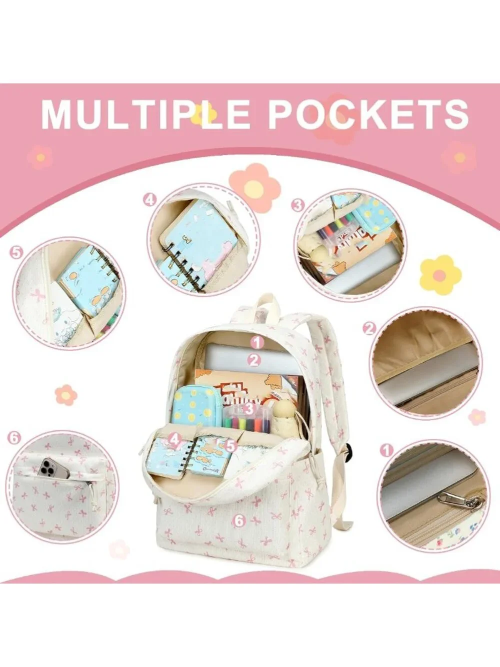 Stylish Corduroy School Backpack for Teen Girls | Laptop & Travel Daypack